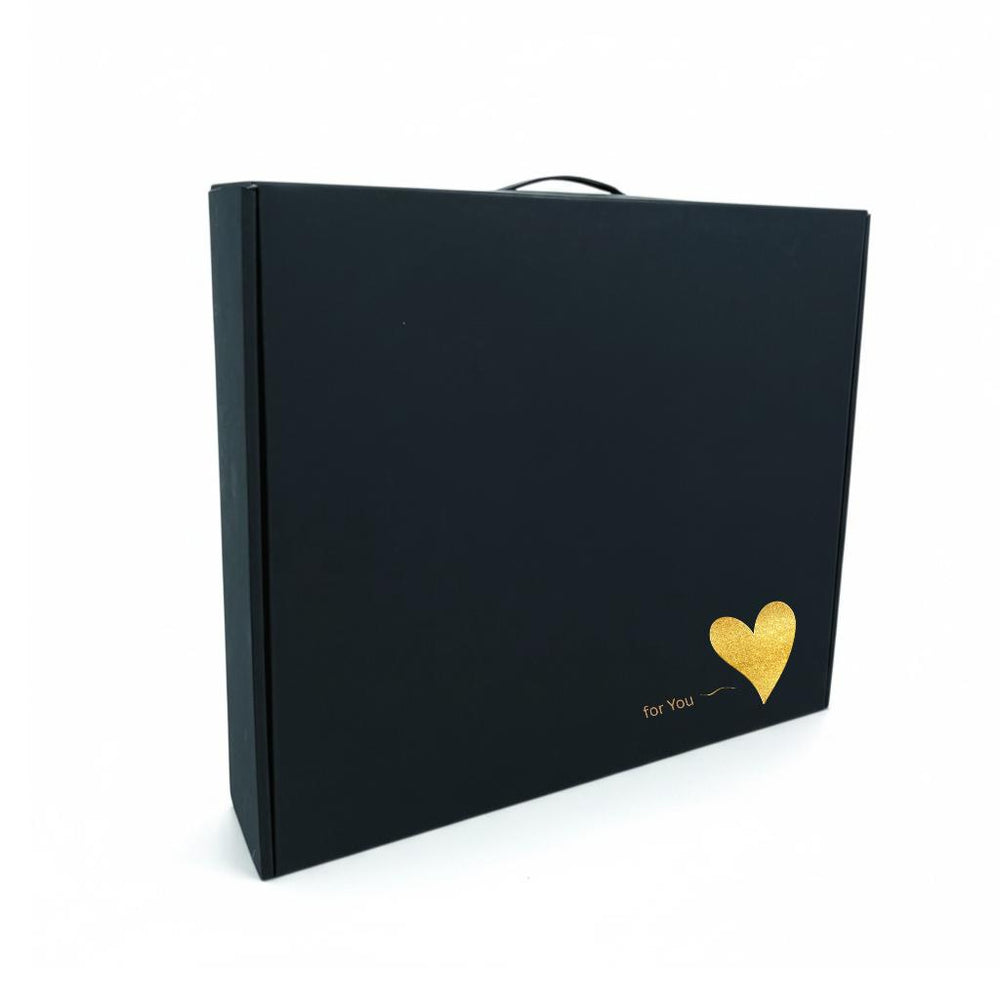 Black gift box with a Love 3D sticker