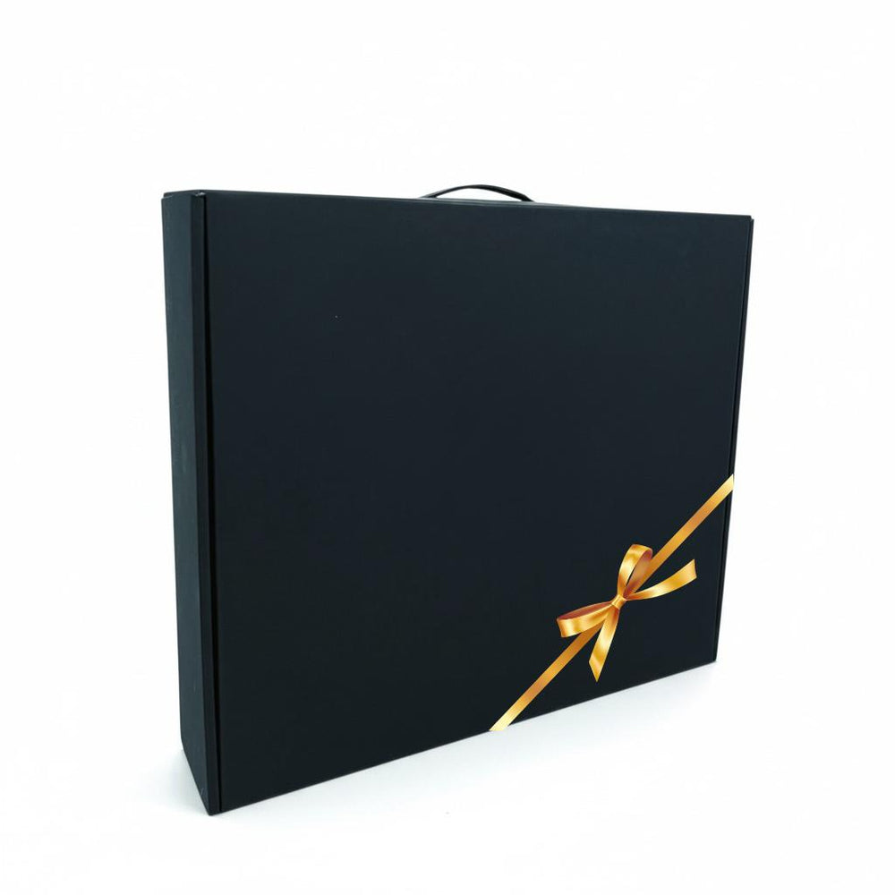 Black gift box with a bow-design 3D sticker